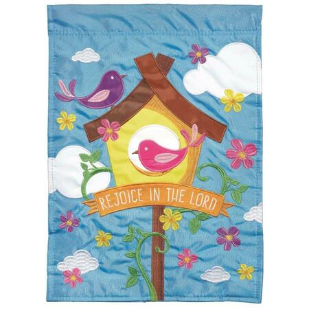 RECINTO 13 x 18 in. Double Applique Rejoice In The Lord Polyester Garden Flag RE3460668